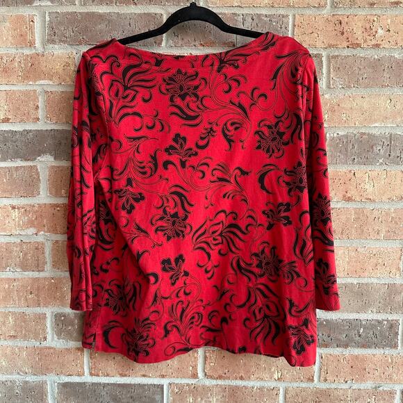 Chico's Red Black Blouse Size 2 Large - Picture 2 of 3